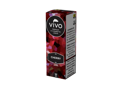 Višňová náplň VIVO Cherry Aroma, balení 10 ml s koncentrací nikotinu 18 mg/ml a třešňovým ovocným charakterem.