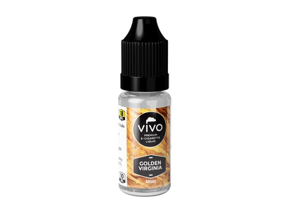 Tabákový e-liquid VIVO Liquid Golden Virginia 18 mg/ml v 10ml lahvičce, příchuť inspirovaná směsí Virginia.