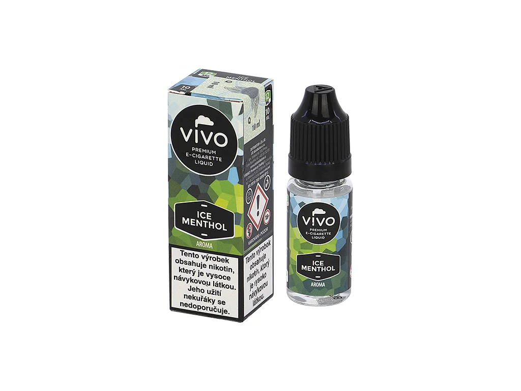 Chladivý VIVO Liquid Ice Menthol 12 mg/ml v 10ml balení, mentolový e-liquid do plnitelných e-cigaret.