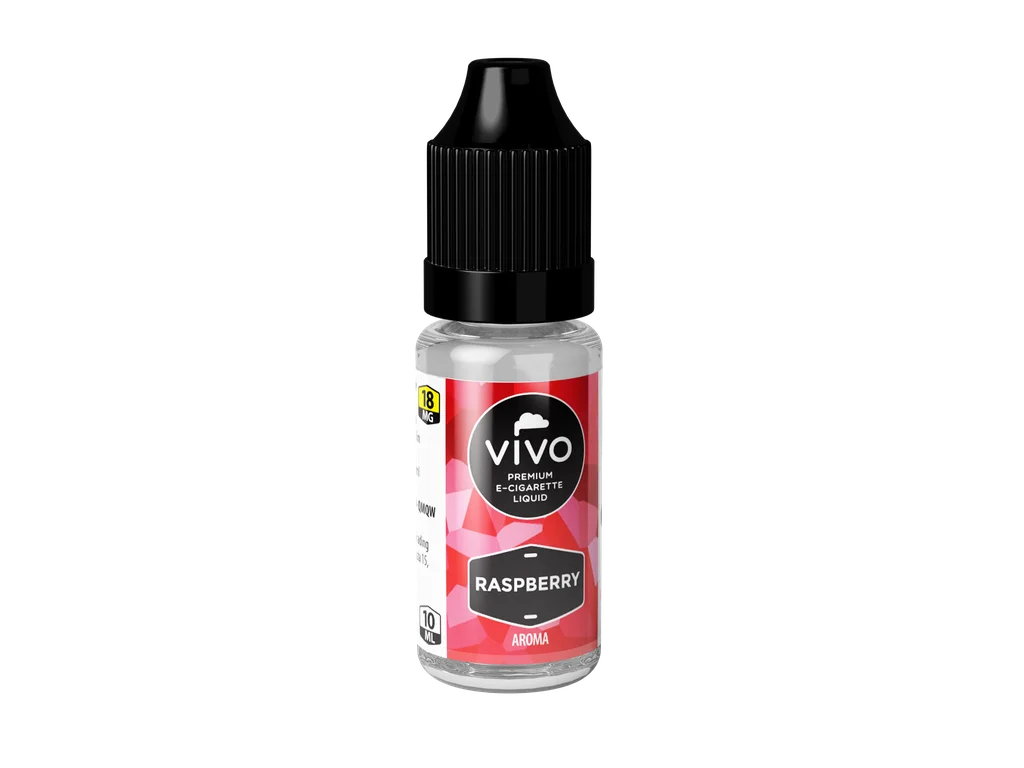 VIVO Liquid Raspberry 18 mg/ml, malinový e-liquid 10 ml se šťavnatou sladkokyselou ovocnou příchutí.