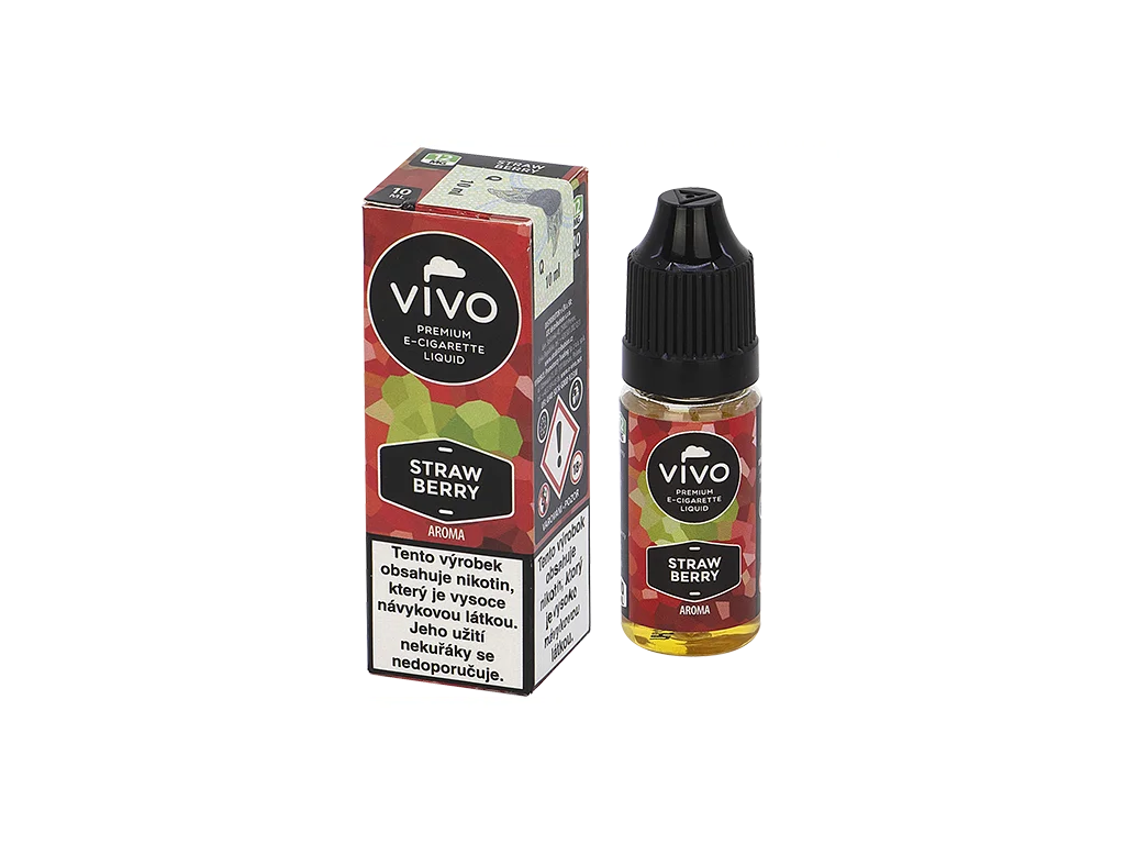 VIVO Strawberry Aroma 12 mg/ml – jahodový liquid do plnitelných elektronických cigaret o objemu 10 ml.