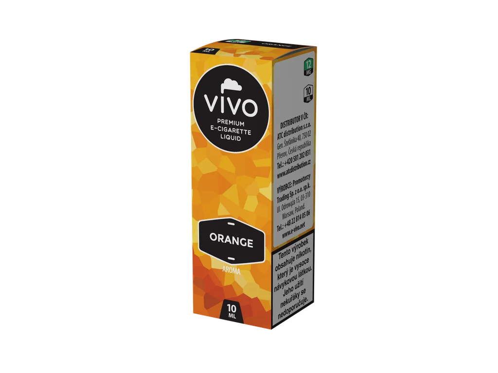 VIVO Orange Aroma 12 mg/ml, šťavnatě pomerančová náplň do plnitelných elektronických cigaret, objem 10 ml.