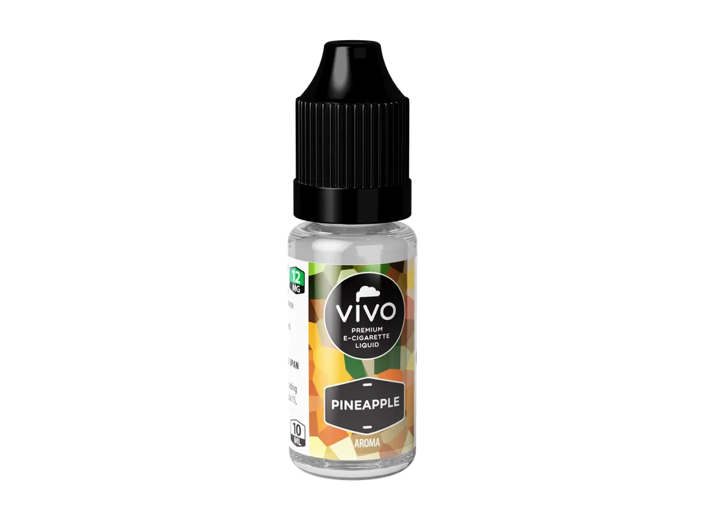 Ananasový e-liquid VIVO Liquid Pineapple 12 mg/ml v 10ml lahvičce, tropická náplň do plnitelných e-cigaret.