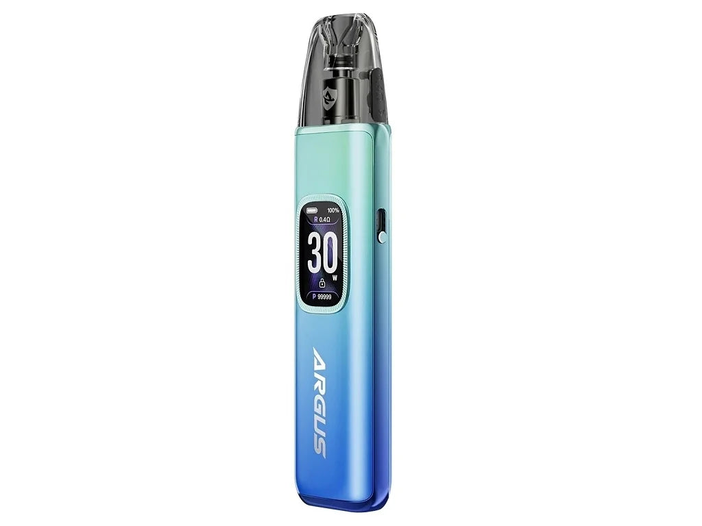 VOOPOO ARGUS G3 Aurora Blue, modrá gradientní POD e-cigareta s nastavitelným výkonem až 30 W a regulací airflow.