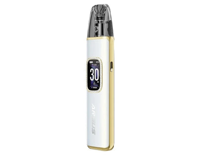 VOOPOO ARGUS G3 Diamond White, bílo-zlatá POD elektronická cigareta s ozdobným lemováním displeje a baterií 1500 mAh.