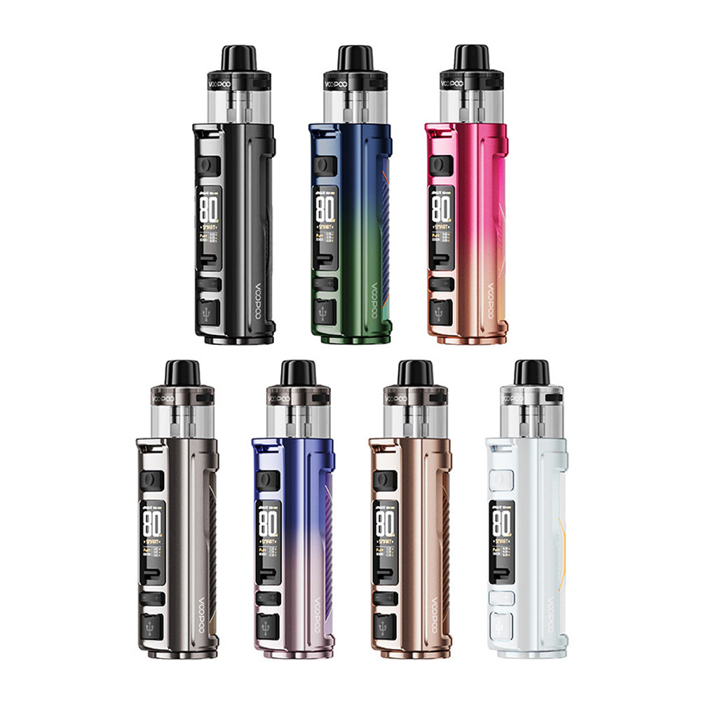 VOOPOO ARGUS Pro 2 80 W – přehled všech sedmi barev POD modu s baterií 3000 mAh a cartridgí PnP X.