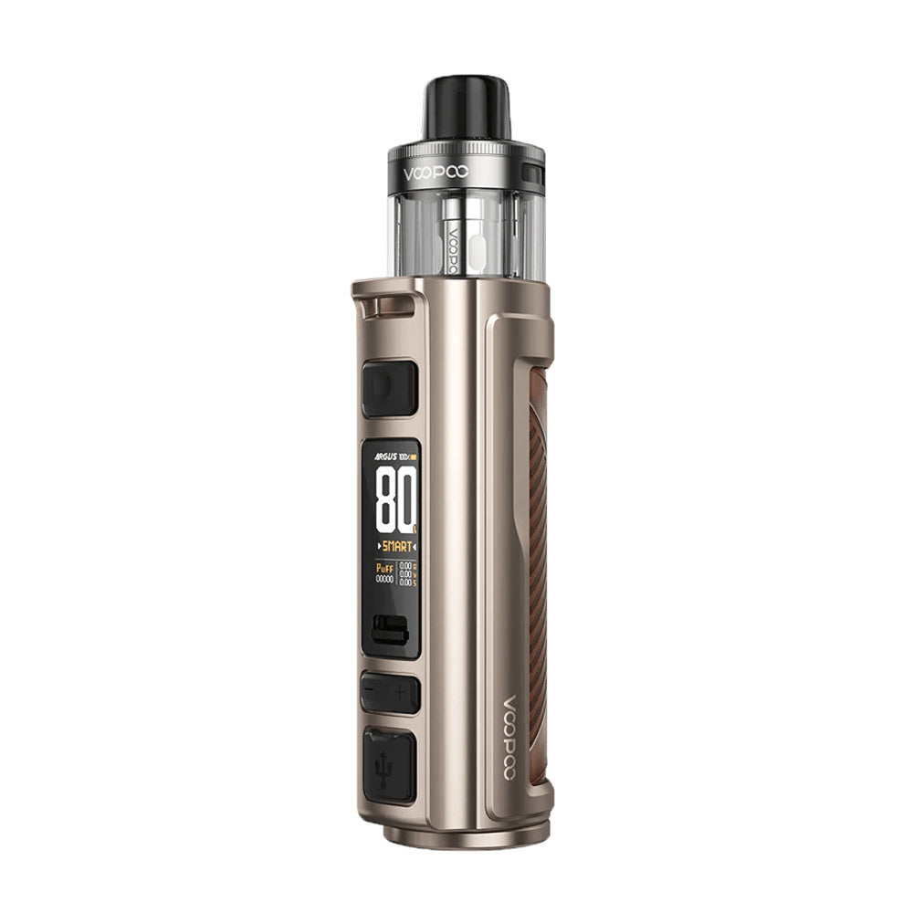 VOOPOO ARGUS Pro 2 Cocoa Brown – hnědá plnitelná POD elektronická cigareta 80 W s baterií 3000 mAh a PnP X cartridgí.