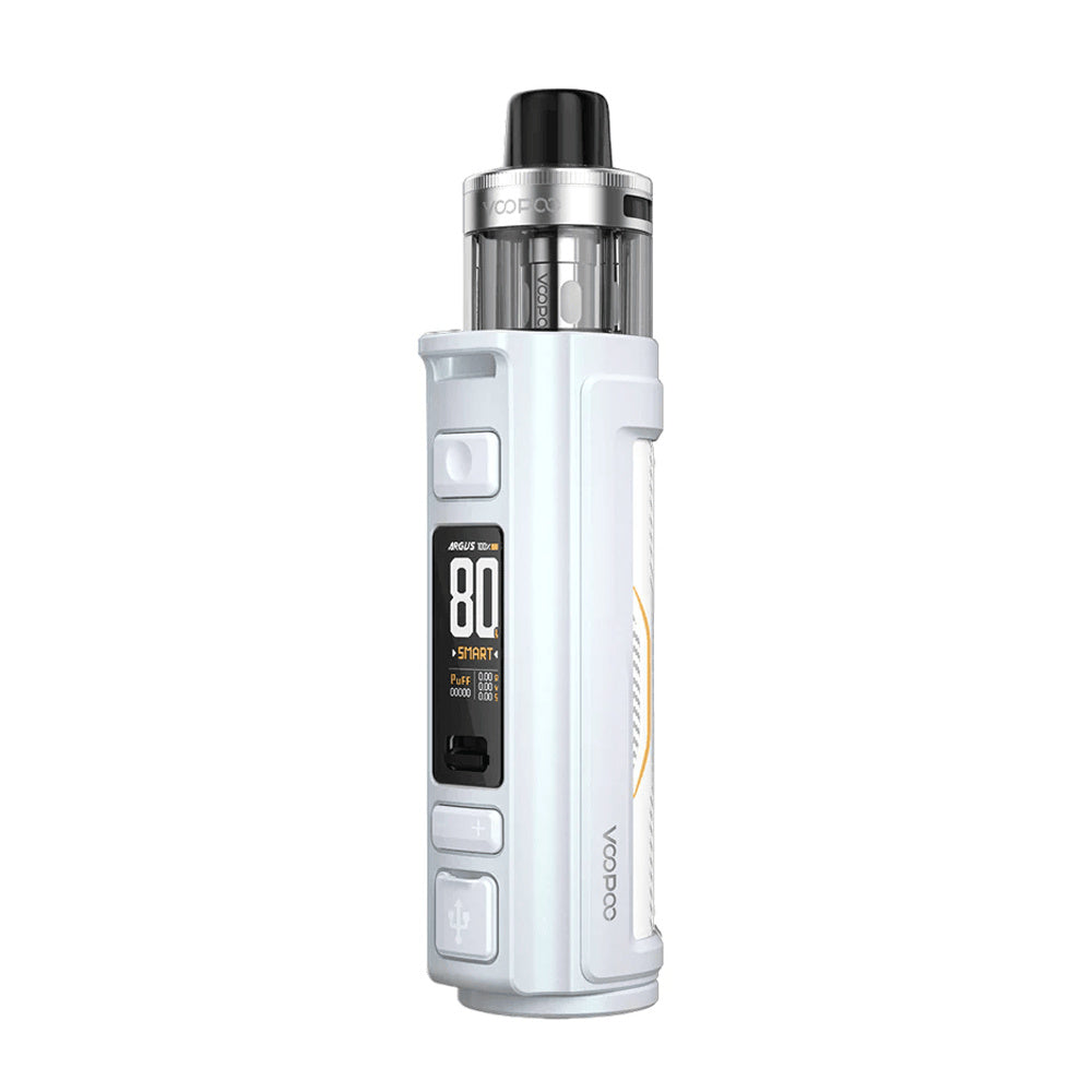VOOPOO ARGUS Pro 2 Pearl White – bílá elektronická cigareta se zobrazením výkonu na TFT displeji, baterie 3000 mAh.
