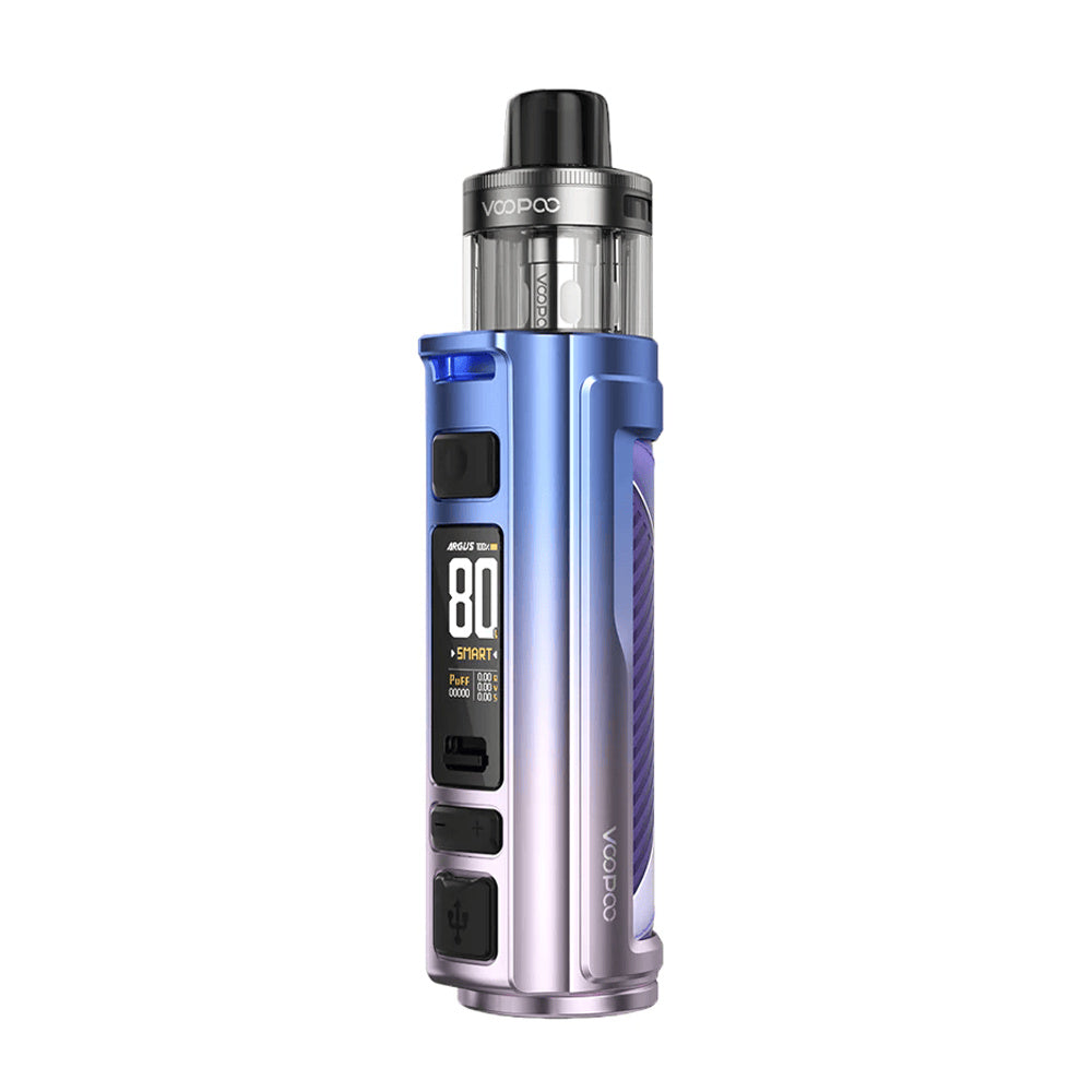 VOOPOO ARGUS Pro 2 Sky Purple – modrofialová POD elektronická cigareta s nastavitelným výkonem až 80 W a PnP X žhavením.