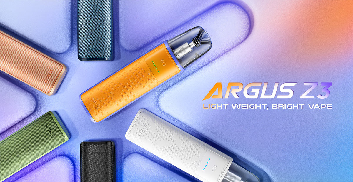 Barevný design VOOPOO ARGUS Z3 – lehká plnitelná POD elektronická cigareta s automatickou aktivací potahem.