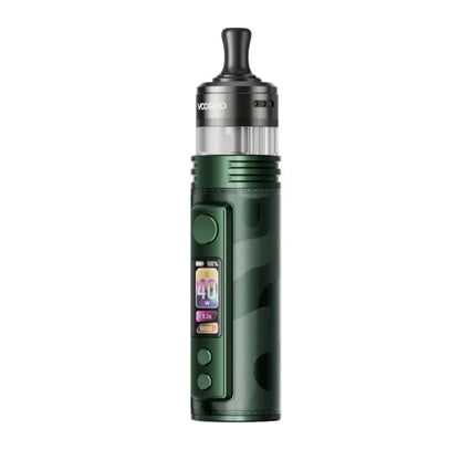 Zelená elektronická cigareta VOOPOO DRAG H40 Pro Moss Green – ergonomické provedení s baterií 2450 mAh a koženým povrchem.