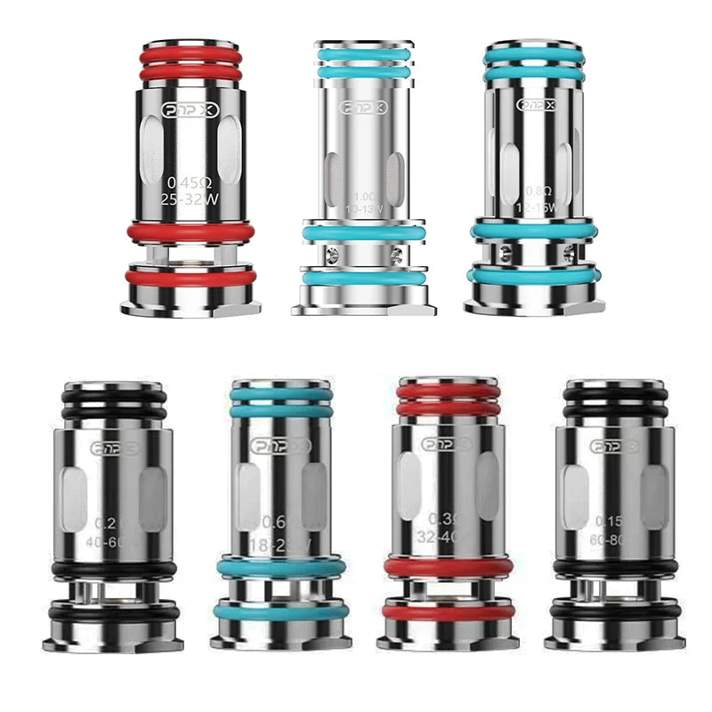 Přehled všech variant VOOPOO PnP X coil – žhavicí hlavy pro elektronické cigarety VOOPOO, dostupné odpory pro MTL, RDL i DL vapování.