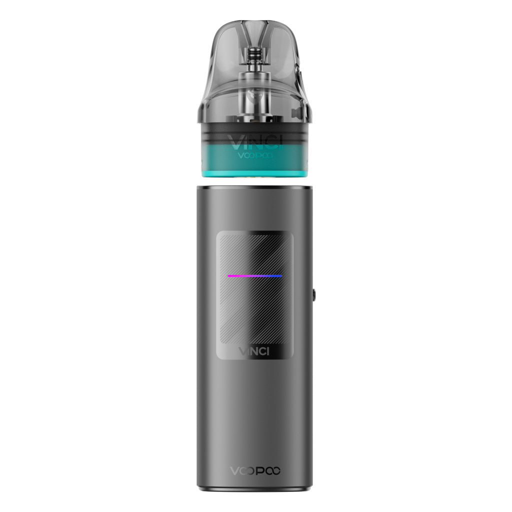 VOOPOO VINCI S Black – černá elektronická cigareta se zobrazenou odpojenou cartridgí VINCI S pro výměnu PODu.