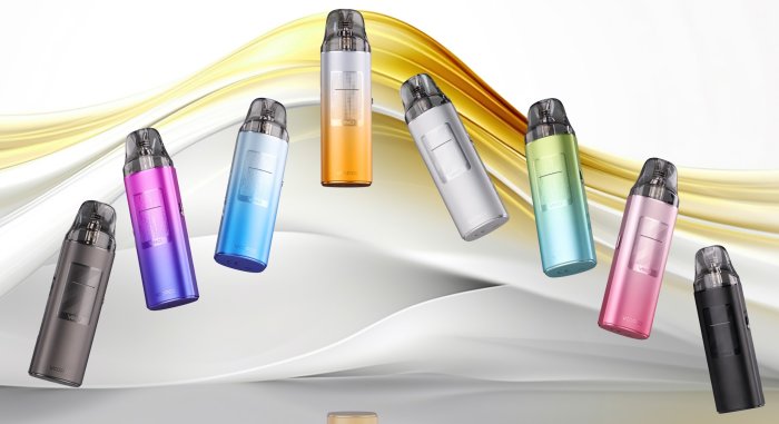 VOOPOO VINCI S – reklamní prezentace zlatého a stříbrného barevného provedení POD elektronické cigarety 2000 mAh.