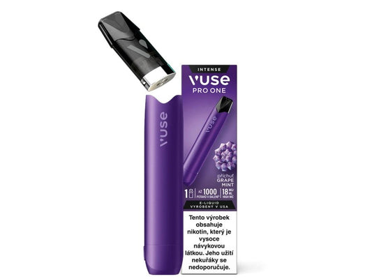 Vuse Pro One Grape Mint 18 mg set zařízení a podu s chutí černého hroznu a chladivého mentolu