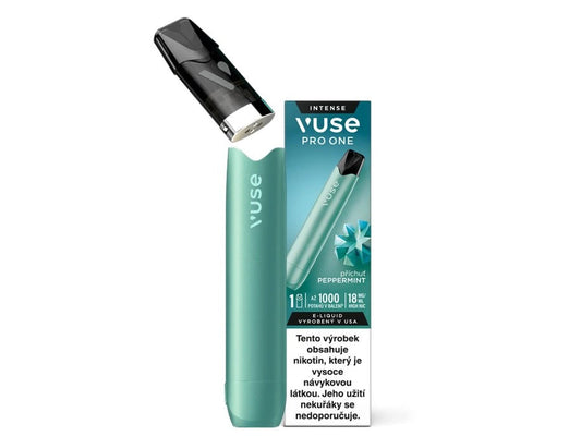 Vuse Pro One Peppermint 18 mg set zařízení a mátového podu s ledově chladivou příchutí