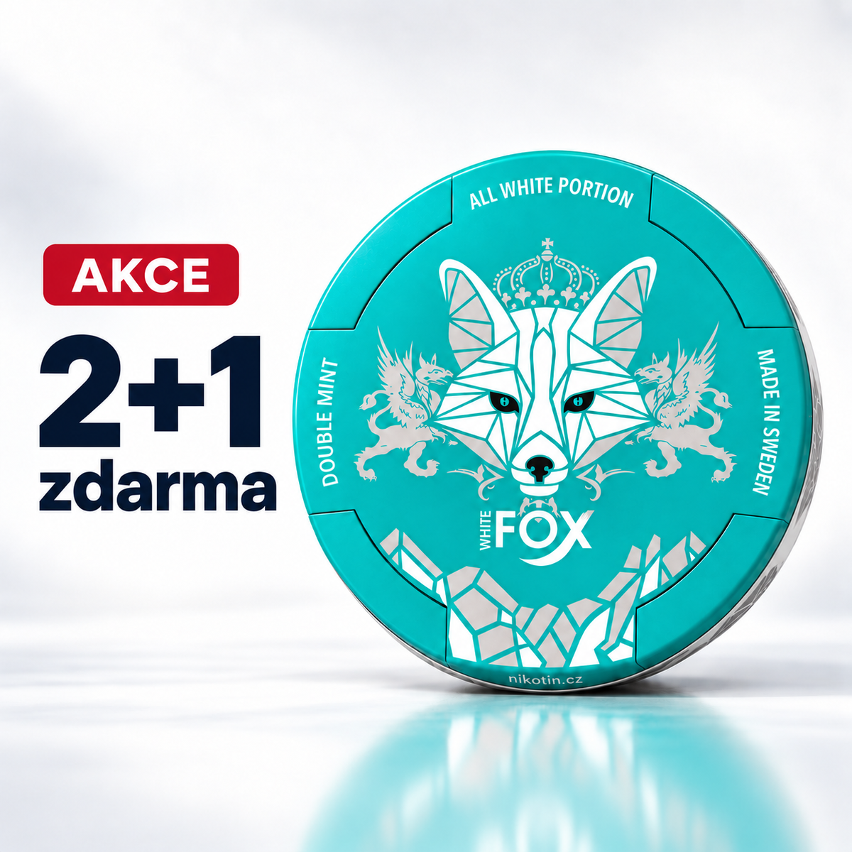 White Fox Double Mint nikotinové sáčky s mátovou příchutí v akci 2+1 zdarma