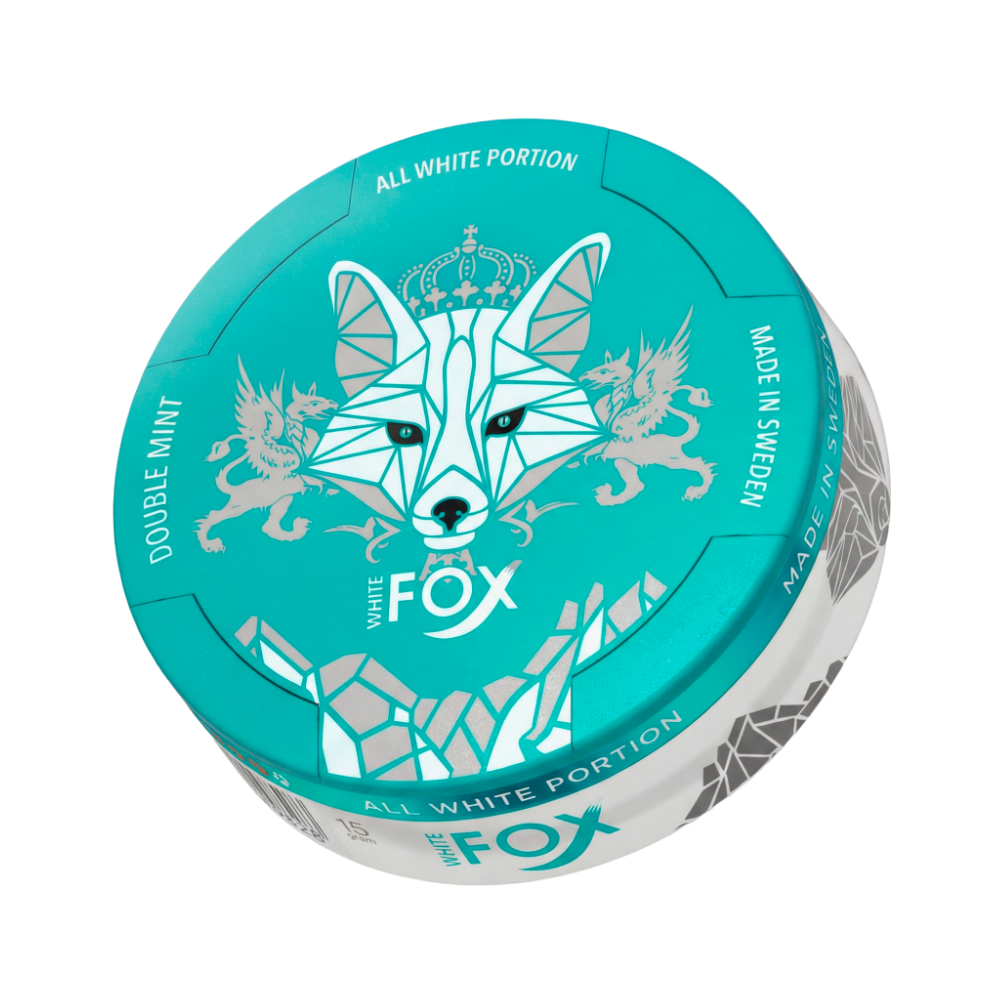 White Fox Double Mint nikotinové sáčky – svěží máta peprná a mentol, 12 mg nikotinu, balení 20 sáčků, osvěžující sáčky pro dospělé