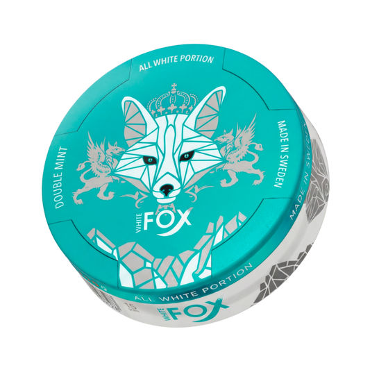 White Fox Double Mint nikotinové sáčky – svěží máta peprná a mentol, 12 mg nikotinu, balení 20 sáčků, osvěžující sáčky pro dospělé