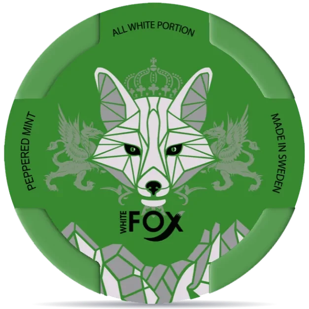 Zelená dóza White Fox Peppered Mint se slim nikotinovými sáčky, balení 20 kusů a 15 g