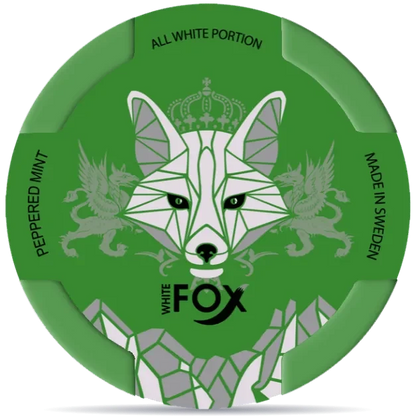 Zelená dóza White Fox Peppered Mint se slim nikotinovými sáčky, balení 20 kusů a 15 g