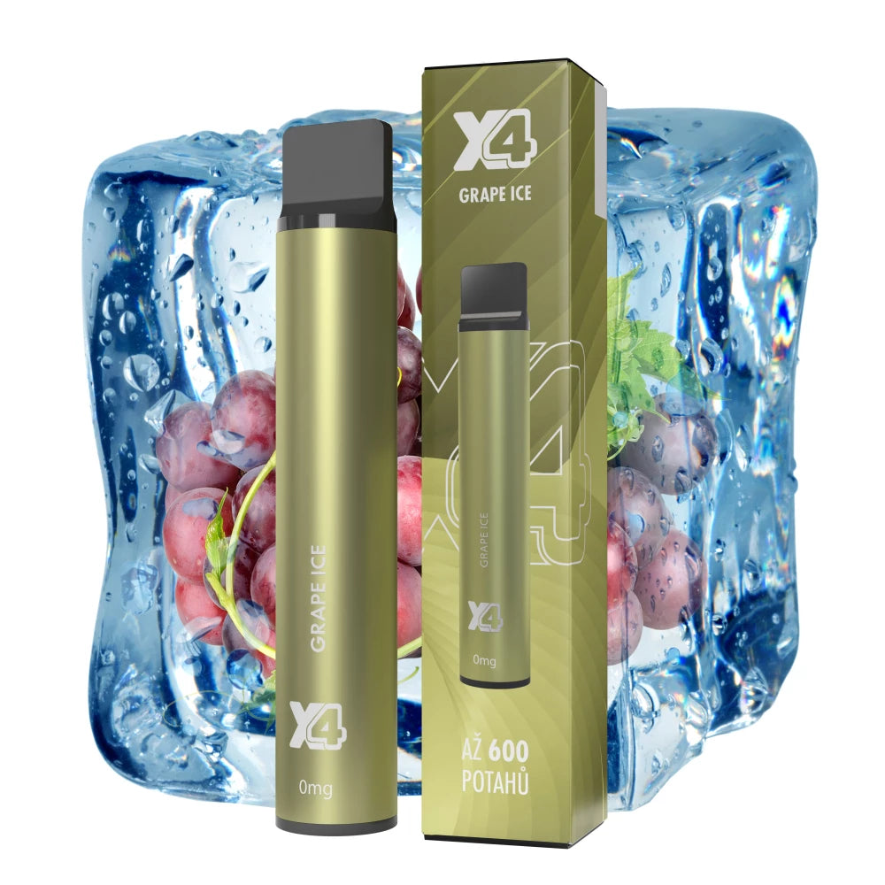 Jednorázová elektronická cigareta X4 Bar Grape Ice ZERO bez nikotinu s příchutí chladivého hroznového vína