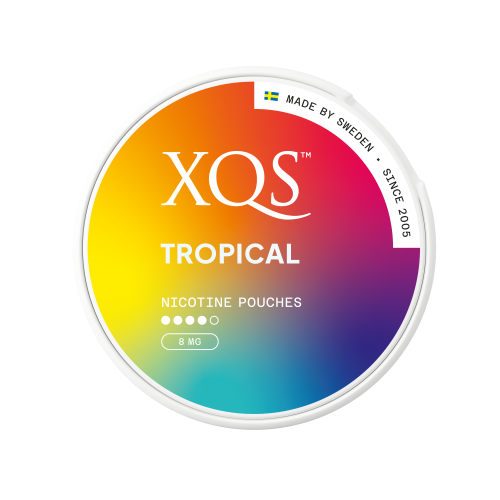 Nikotinové sáčky XQS Tropical ananas, mango a mučenka, 8 mg nikotinu, slim formát, 20 ks v balení