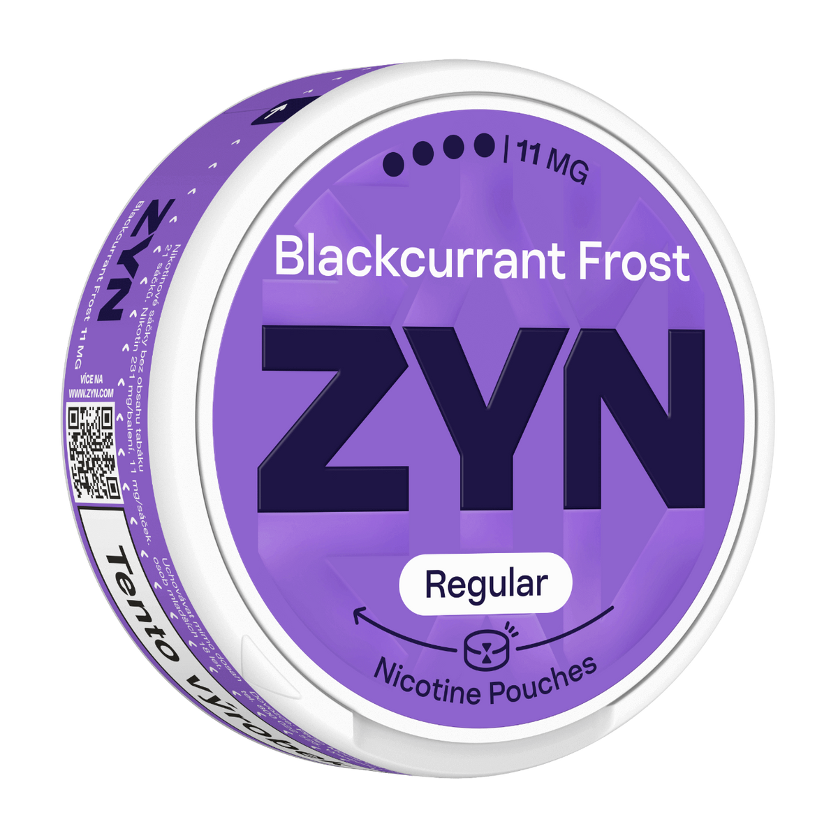 ZYN Blackcurrant Frost 11 mg nikotinové sáčky Regular Moist s černým rybízem, lesním ovocem a chladivým mentolem