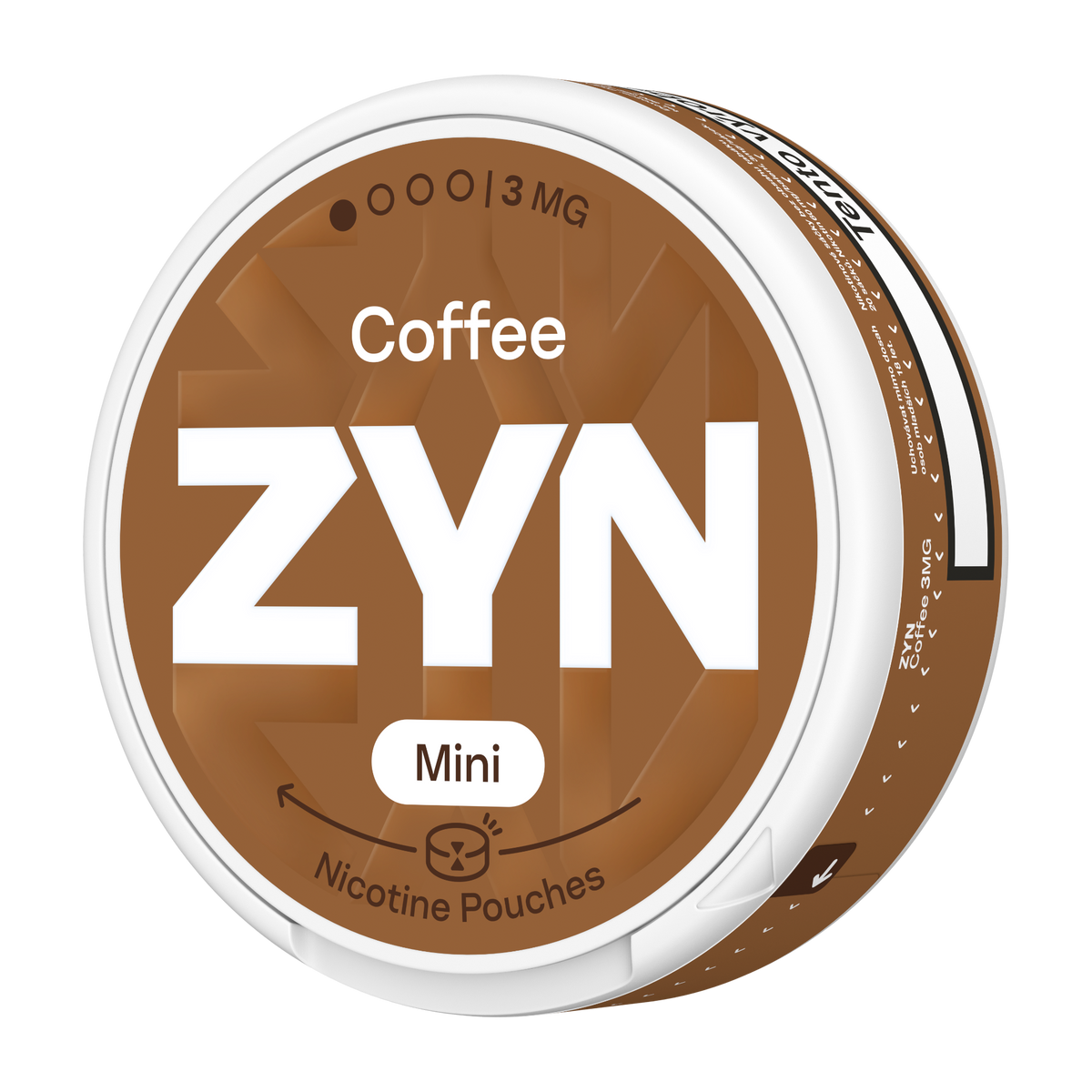 Balení ZYN Coffee Mini Dry s 20 beztabákovými nikotinovými sáčky a obsahem 3 mg nikotinu na sáček