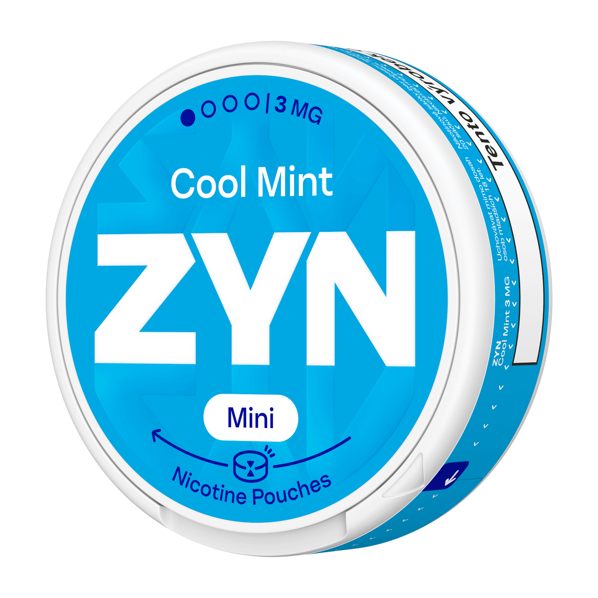 Balení ZYN Cool Mint Mini Dry s 20 beztabákovými nikotinovými sáčky a obsahem 3 mg nikotinu na sáček