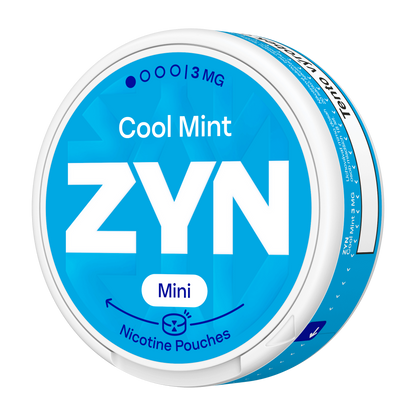 Balení ZYN Cool Mint Mini Dry s 20 beztabákovými nikotinovými sáčky a obsahem 3 mg nikotinu na sáček