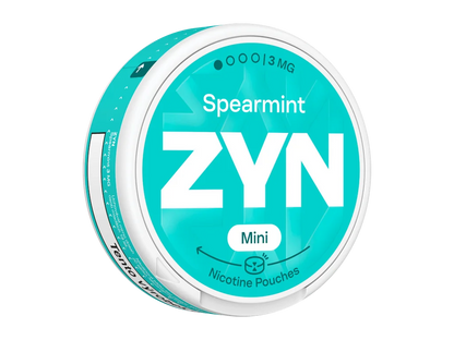 Balení ZYN Spearmint Mini Dry s 20 beztabákovými nikotinovými sáčky a obsahem 3 mg nikotinu na sáček